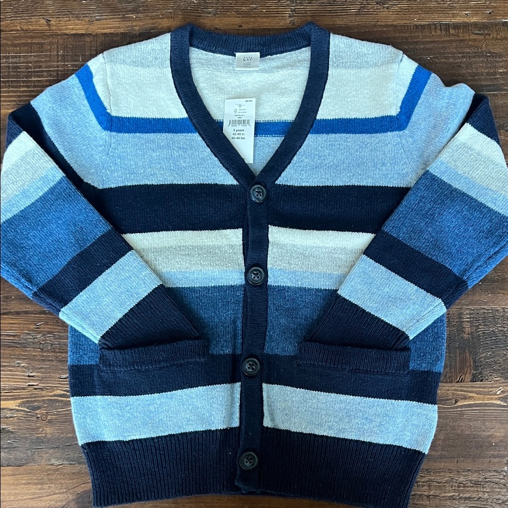 GAP Kids Blue Striped Cardigan Sweater